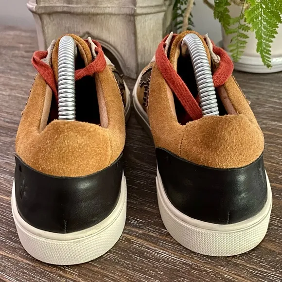 Frye Men’s Ivy Logo Patch Low Sneakers Leather Suede Shoes Brown Tan Size 10 M