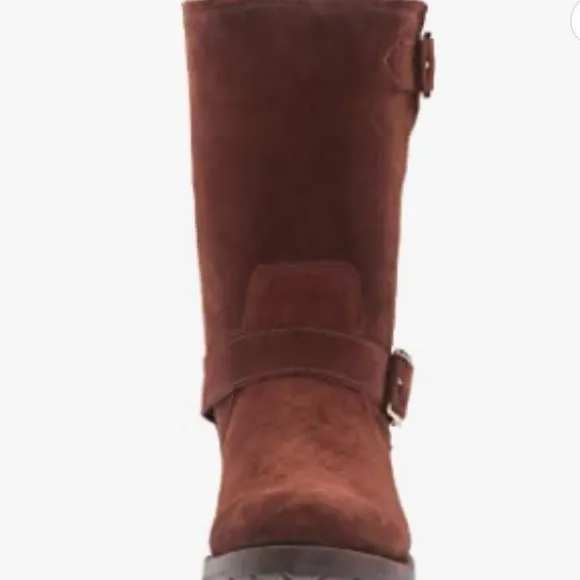 FRYE Natalie Mid Engineer Brown Suede Moto boots new