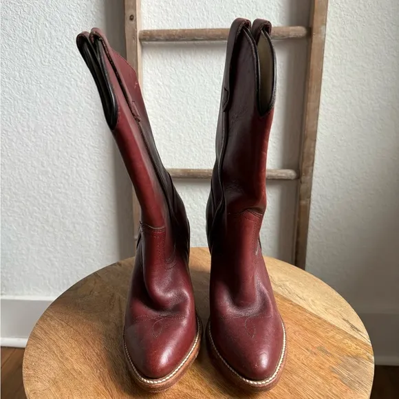 Frye Vintage Mid Calf Cognac Heeled Cowgirl Boots sz: 5B