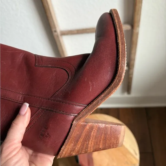 Frye Vintage Mid Calf Cognac Heeled Cowgirl Boots sz: 5B