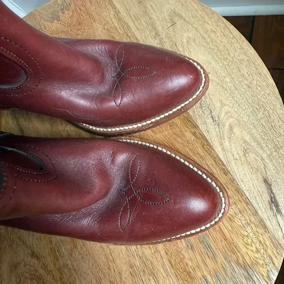 Frye Vintage Mid Calf Cognac Heeled Cowgirl Boots sz: 5B
