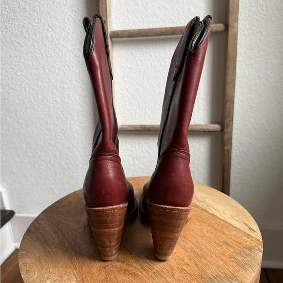 Frye Vintage Mid Calf Cognac Heeled Cowgirl Boots sz: 5B