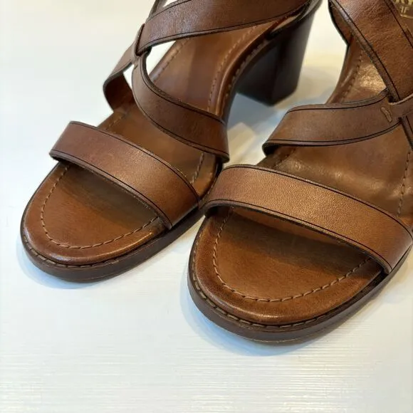 Frye‎ Women's Dani Criss Cross Brown Leather Sandals Heels Shoes US Size 10 M