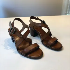 Frye‎ Women's Dani Criss Cross Brown Leather Sandals Heels Shoes US Size 10 M