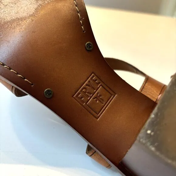 Frye‎ Women's Dani Criss Cross Brown Leather Sandals Heels Shoes US Size 10 M