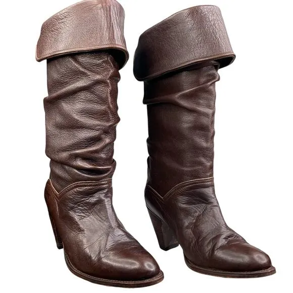 Frye Women's Dorado Brown Leather Riding Boot Size US 9