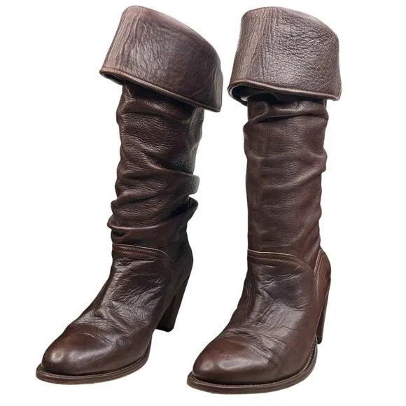 Frye Women's Dorado Brown Leather Riding Boot Size US 9