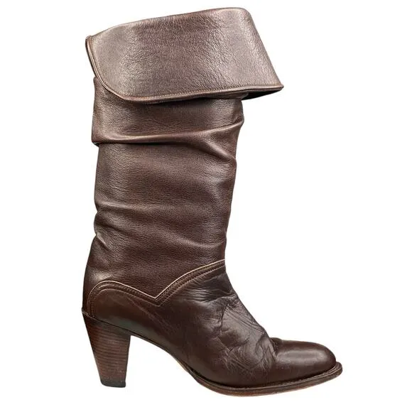 Frye Women's Dorado Brown Leather Riding Boot Size US 9