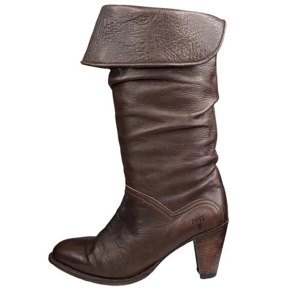 Frye Women's Dorado Brown Leather Riding Boot Size US 9