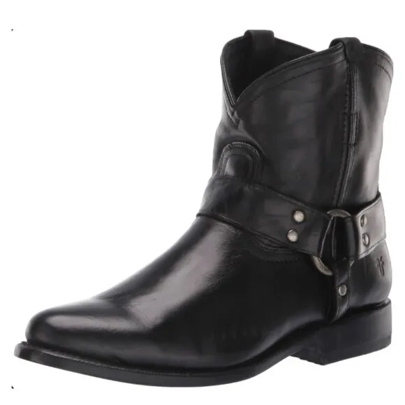 Frye Wyatt Leather Harness Boots in Black 6.5