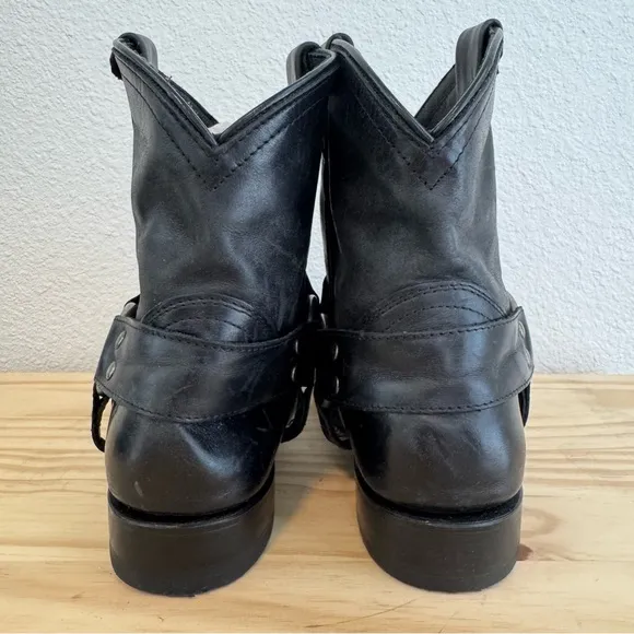 Frye Wyatt Leather Harness Boots in Black 6.5