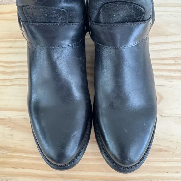 Frye Wyatt Leather Harness Boots in Black 6.5