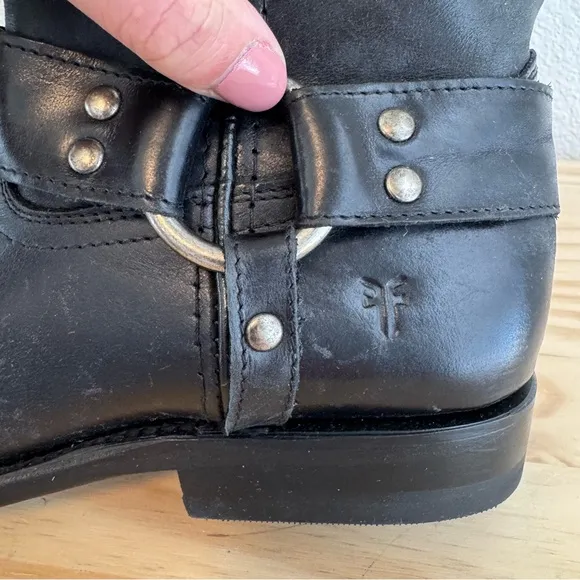 Frye Wyatt Leather Harness Boots in Black 6.5