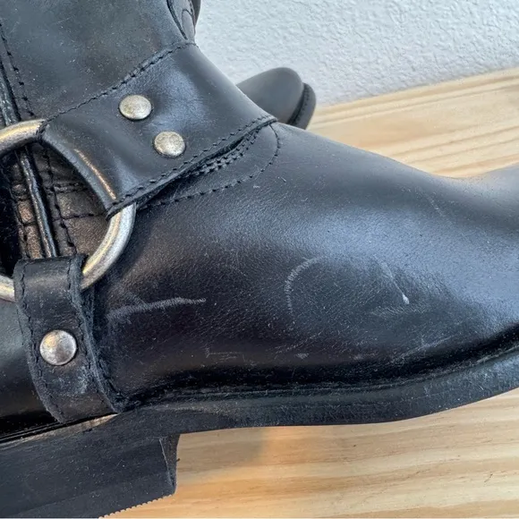 Frye Wyatt Leather Harness Boots in Black 6.5