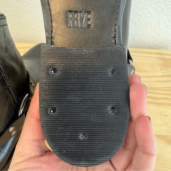 Frye Wyatt Leather Harness Boots in Black 6.5