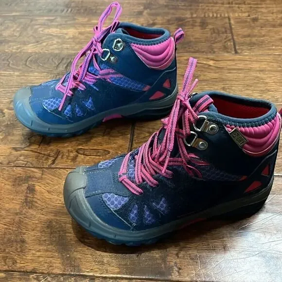 G-Merrell, 3, Capra Purple and Pink Mid waterproof boots, size 12.5