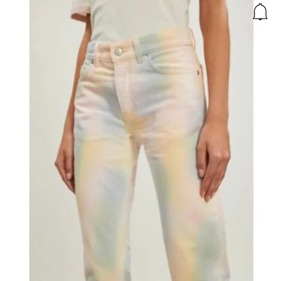 Ganni Shiloh Tie-dye Straight-leg Mid-rise Jeans In Rainbow SZ 28 NWT