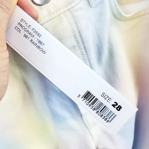 Ganni Shiloh Tie-dye Straight-leg Mid-rise Jeans In Rainbow SZ 28 NWT