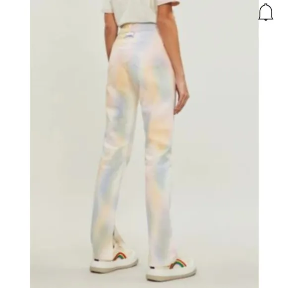Ganni Shiloh Tie-dye Straight-leg Mid-rise Jeans In Rainbow SZ 28 NWT