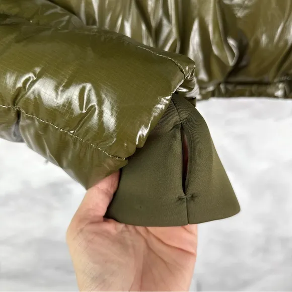 GAP Upcycled Cropped Midweight Puffer Jacket Ripe Olive Green Streetwear Plus XL