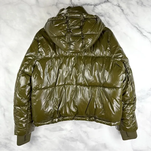 GAP Upcycled Cropped Midweight Puffer Jacket Ripe Olive Green Streetwear Plus XL