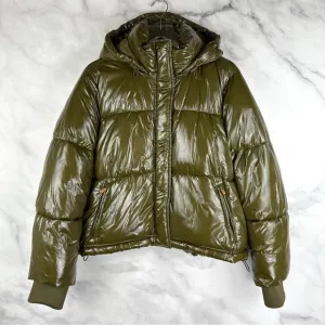 GAP Upcycled Cropped Midweight Puffer Jacket Ripe Olive Green Streetwear Plus XL