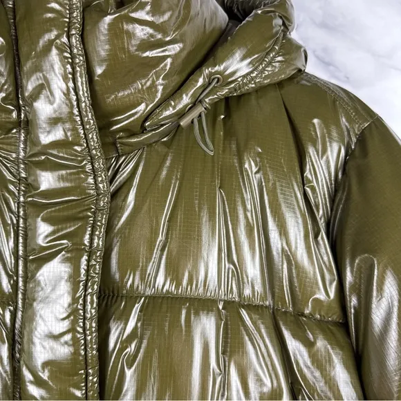 GAP Upcycled Cropped Midweight Puffer Jacket Ripe Olive Green Streetwear Plus XL