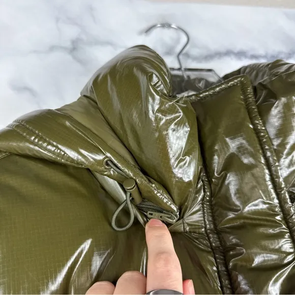GAP Upcycled Cropped Midweight Puffer Jacket Ripe Olive Green Streetwear Plus XL