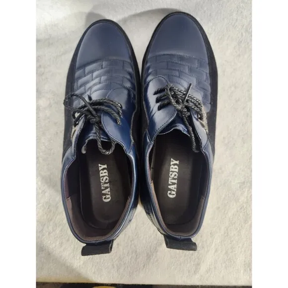 Gatsby Men's Oxford Derby Orthopedic Leather Shoes Size 10 Blue