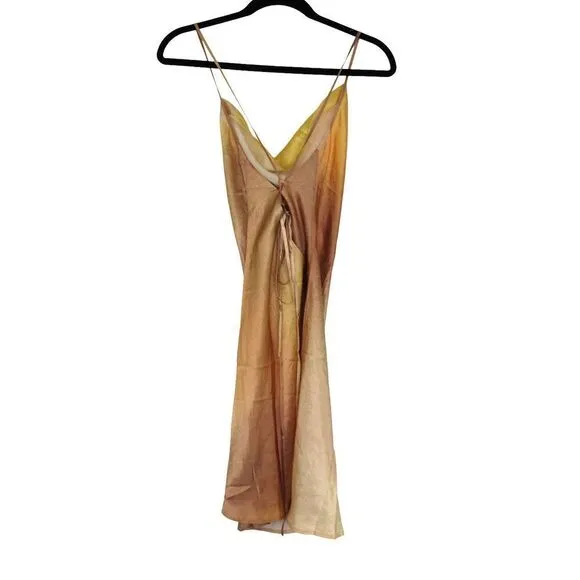 Gentle Herd Pure Mulberry Silk Cowl Neck Slip Dress XL Two Tone