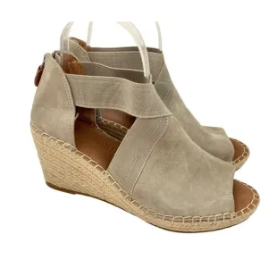 Gentle Souls Coleen Cross Elastic Espadrille Shoes Womens 7.5 Beige Leather Heel