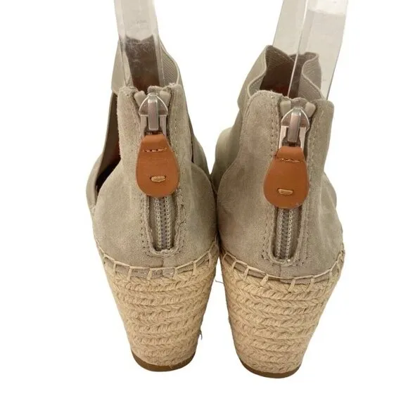 Gentle Souls Coleen Cross Elastic Espadrille Shoes Womens 7.5 Beige Leather Heel