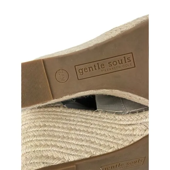 Gentle Souls Coleen Cross Elastic Espadrille Shoes Womens 7.5 Beige Leather Heel