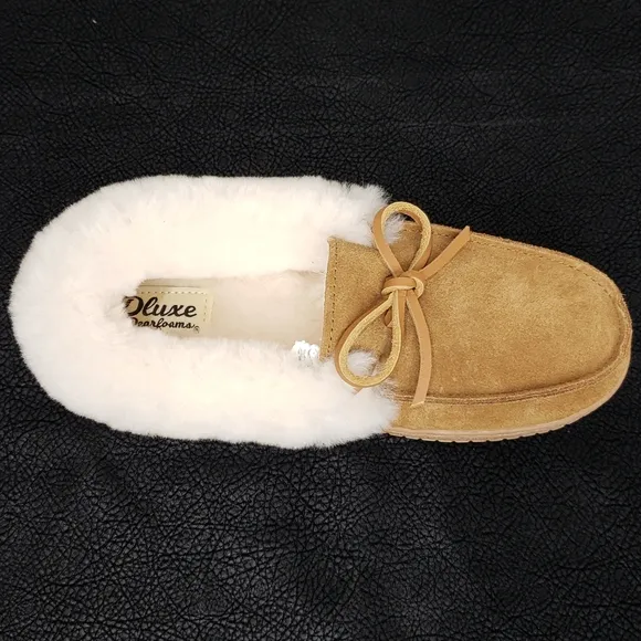 Genuine Leather Moccasin Slippers with Memory Foam!