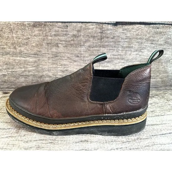 Georgia Giant Men's Romeo Slip-On Work Shoes 15W Round Toe Boot Dark Brown