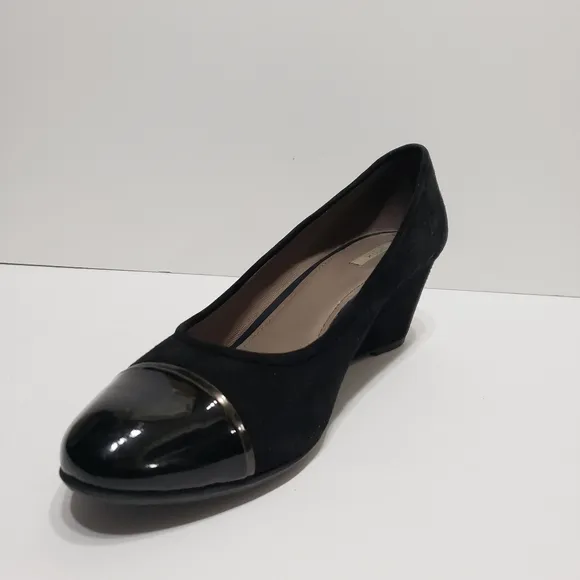 Geox Respira Black Suede Wedge Shoes 9.5