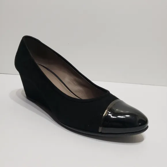 Geox Respira Black Suede Wedge Shoes 9.5