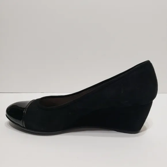 Geox Respira Black Suede Wedge Shoes 9.5