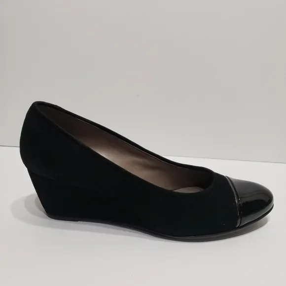 Geox Respira Black Suede Wedge Shoes 9.5