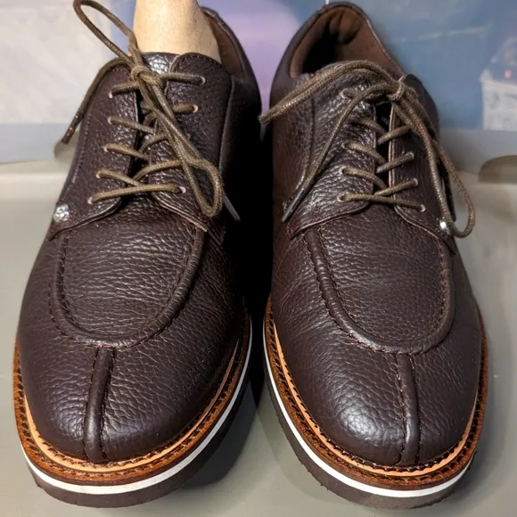 G/Fore 9 Gallivanter chocolate pebbled leather laceup comfy oxford golf shoes