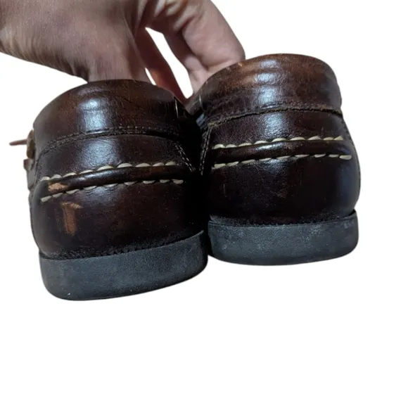 G.H. BASS Round Toe Leather Loafers 7.5 Brown Slip Resistant Old Money Nautical
