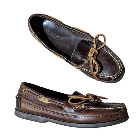G.H. BASS Round Toe Leather Loafers 7.5 Brown Slip Resistant Old Money Nautical