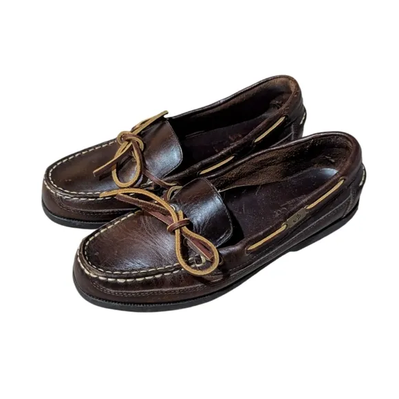 G.H. BASS Round Toe Leather Loafers 7.5 Brown Slip Resistant Old Money Nautical