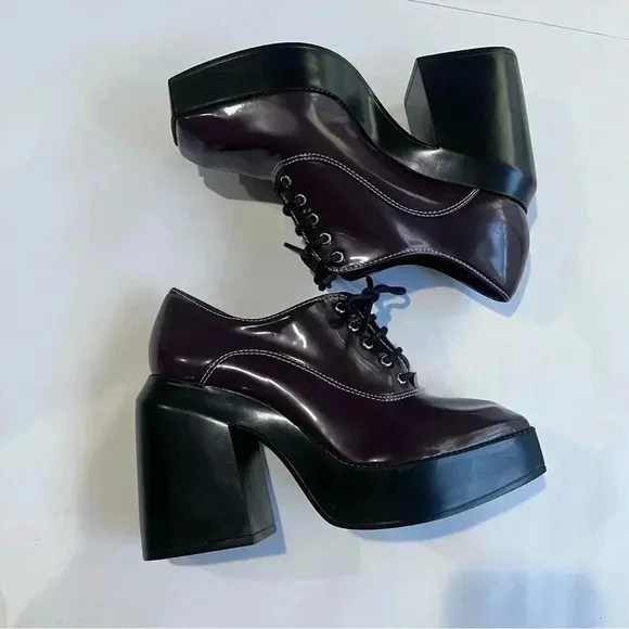 Gianni Bini GB City-Girl Oxford Platform Patent Lace Up Pumps Shoes  Size 8M