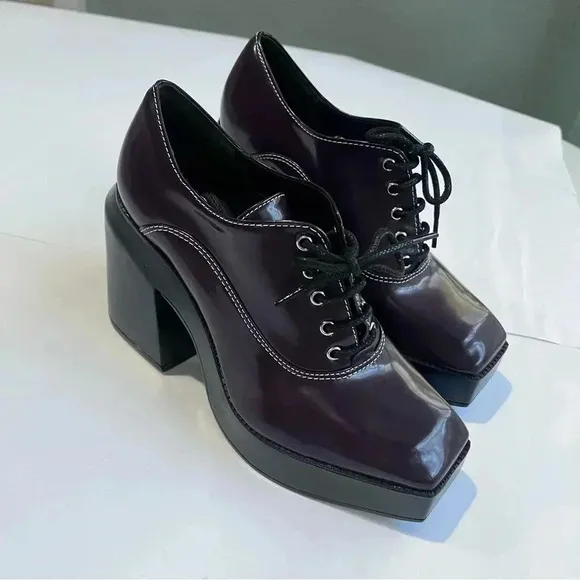 Gianni Bini GB City-Girl Oxford Platform Patent Lace Up Pumps Shoes  Size 8M