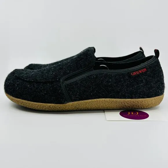Giesswein Men's Innsbruck Slip On Charcoal Boiled Wool Slippers Size 42 EU/ 9 US