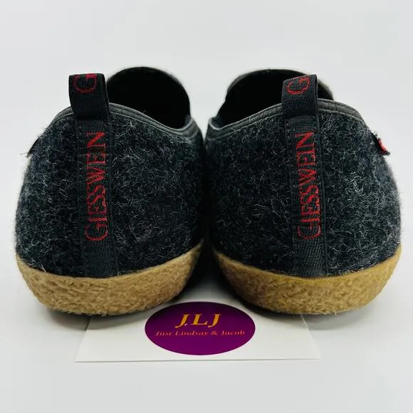 Giesswein Men's Innsbruck Slip On Charcoal Boiled Wool Slippers Size 42 EU/ 9 US