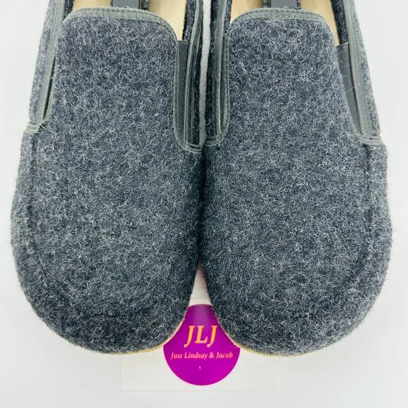 Giesswein Men's Innsbruck Slip On Charcoal Boiled Wool Slippers Size 42 EU/ 9 US