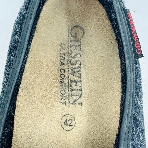 Giesswein Men's Innsbruck Slip On Charcoal Boiled Wool Slippers Size 42 EU/ 9 US