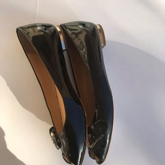 Giuseppe Zanotti Black Peeptoe Patent buckle shoes